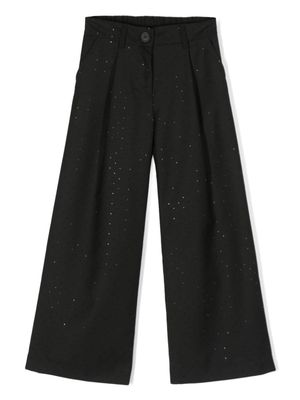 Monnalisa crystal-embellished wide-leg trousers - Black