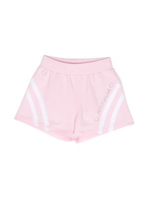 Monnalisa curved stripe-detail shorts - Pink