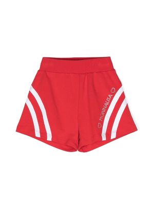 Monnalisa curved stripe-detail shorts - Red