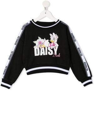 Monnalisa Daisy-print cropped sweatshirt - Black