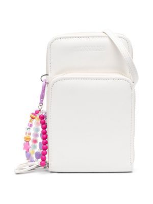 Monnalisa debossed-logo bead-detail shoulder bag - White