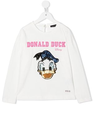 Monnalisa Donald Duck-motif sequin-embellished T-Shirt - White