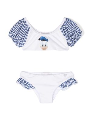 Monnalisa Donald Duck ruffle-detail bikini - Blue