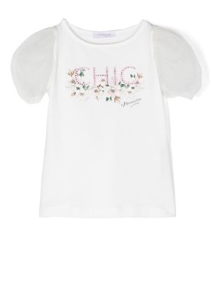 Monnalisa embellished-Chic detail T-shirt - White