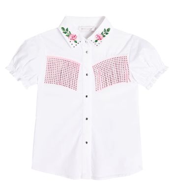 Monnalisa Embellished cotton poplin shirt