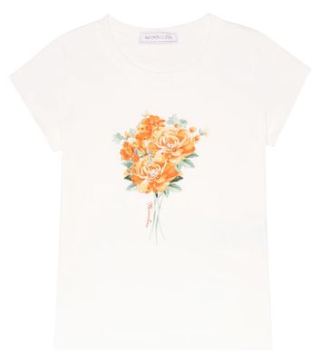Monnalisa Embellished floral jersey T-shirt