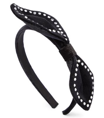 Monnalisa Embellished velvet bow headband