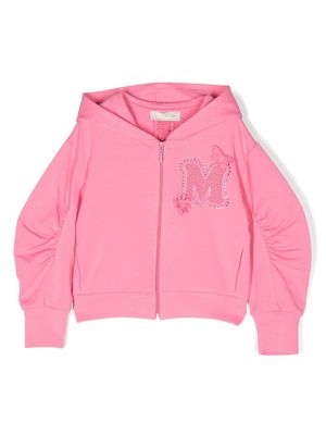 Monnalisa embellished zip-front hooded sweatshirt - Pink