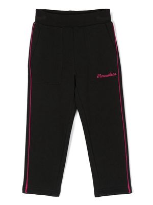 Monnalisa embroidered-logo cotton-blend trousers - Black