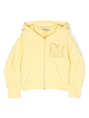 Monnalisa embroidered-logo zipped hoodie - Yellow