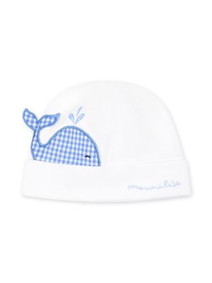 Monnalisa embroidered-motif fine knit cotton hat - White