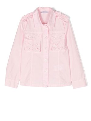 Monnalisa embroidered-pocket shirt - Pink