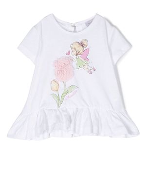 Monnalisa fairy-print peplum T-shirt - White