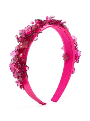 Monnalisa faux-flower satin-finish head band - Pink