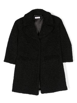 Monnalisa faux-shearling single-breasted coat - Black