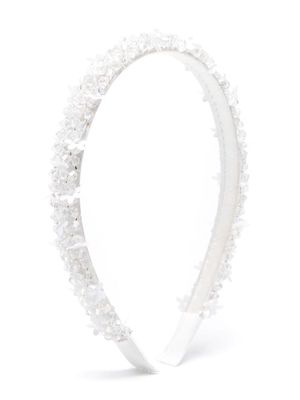 Monnalisa floral-appliqué beaded head band - White