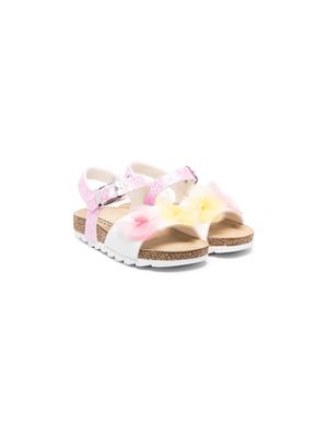 Monnalisa floral-appliqué flat sandals - Pink