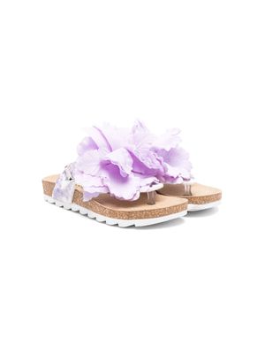 Monnalisa floral-appliqué flip-flops - Purple