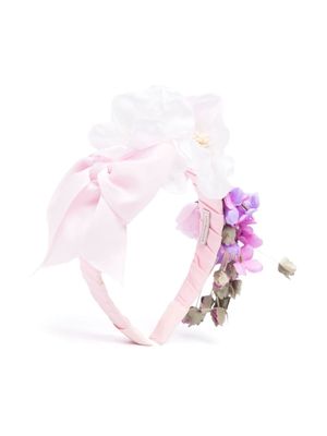 Monnalisa floral-appliqué head band - Pink