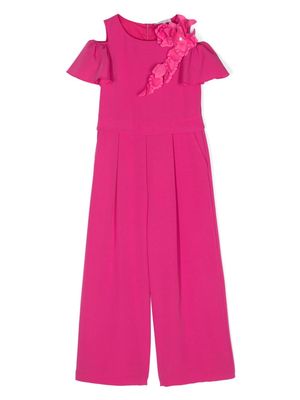 Monnalisa floral-appliqué jumpsuit - Pink