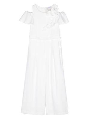 Monnalisa floral-appliqué jumpsuit - White