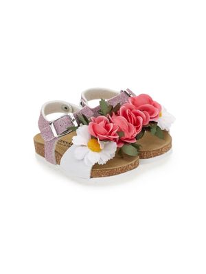 Monnalisa floral-appliqué open toe sandals - Pink