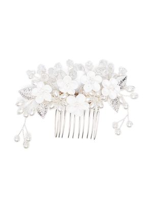 Monnalisa floral-appliqué peal hair clip - White