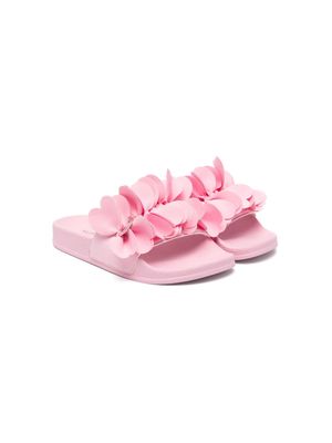 Monnalisa floral-appliqué slides - Pink