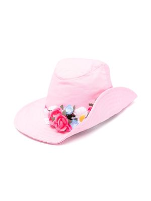 Monnalisa floral-appliqué sun hat - Pink