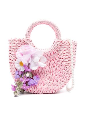 Monnalisa floral-appliqué tote bag - Pink