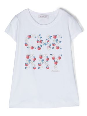 Monnalisa floral cherry-print T-shirt - White