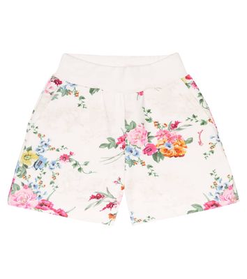 Monnalisa Floral cotton-blend fleece shorts