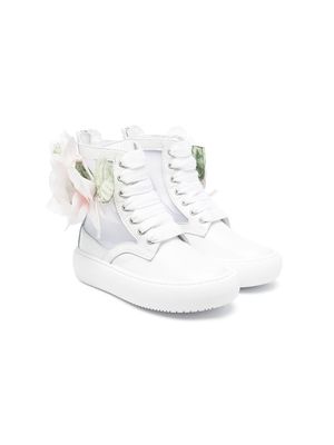Monnalisa floral-detail 35mm ankle boots - White
