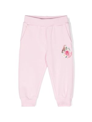 Monnalisa floral-embroidered track pants - Pink