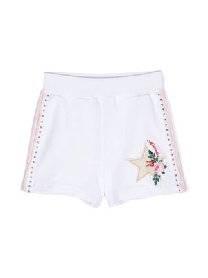 Monnalisa floral-embroidery striped shorts - White