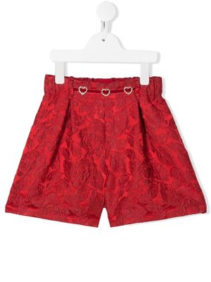 Monnalisa floral-jacquard shorts - Red