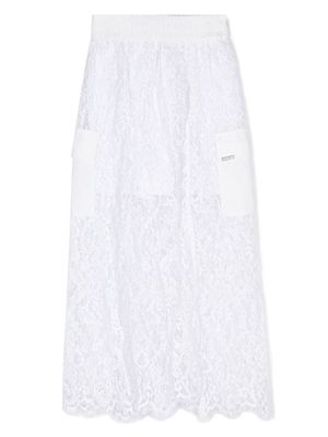 Monnalisa floral-lace cargo skirt - White