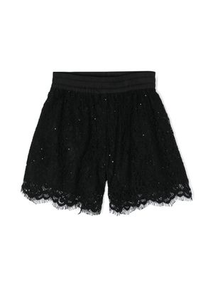Monnalisa floral-lace shorts - Black