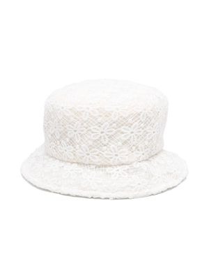 Monnalisa floral macramé bucket hat - White
