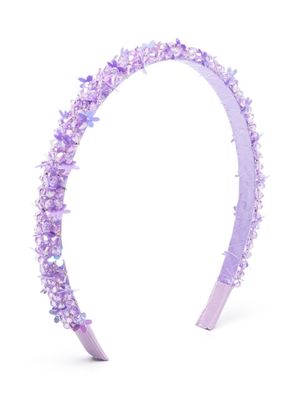 Monnalisa floral-motif beaded head band - Purple