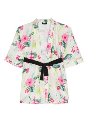 Monnalisa floral-print belted kimono - Green