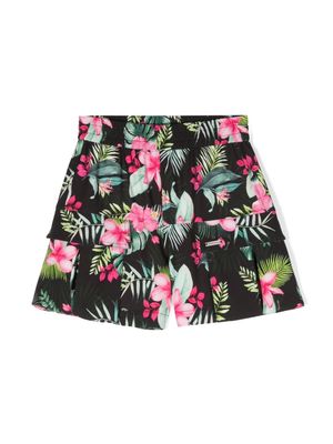 Monnalisa floral-print cargo shorts - Black