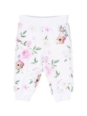Monnalisa floral-print cotton blend trousers - White