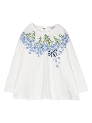 Monnalisa floral-print cotton blouse - White