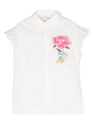 Monnalisa floral-print cotton shirt - White