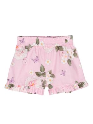 Monnalisa floral-print cotton short - Pink