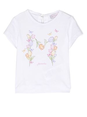 Monnalisa floral-print cotton top - White