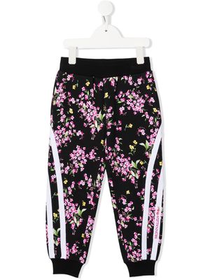 Monnalisa floral-print cotton track pants - Black