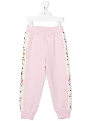 Monnalisa floral-print cotton track pants - Pink