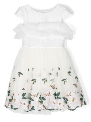 Monnalisa floral-print detail dress - White